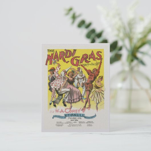 Uitnodiging tot Poster Mardi Gras (Staand voorkant)