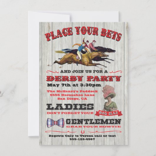Uitnodiging tot Poster van Rustic Horse Racing Der (Voorkant)