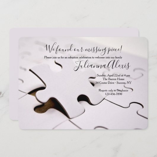 Uitnodiging tot puzzelstukjes (Voorkant / Achterkant)