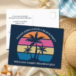 Uitnodiging tot reünie over de kabelbalm<br><div class="desc">Deze schattige uitnodiging tot briefkaart op een strandpalm is perfect voor een zomerse familiehereniging op een tropisch eiland. Geef deze leuke uitnodigingen aan een kustouting aan vrienden of familie.</div>