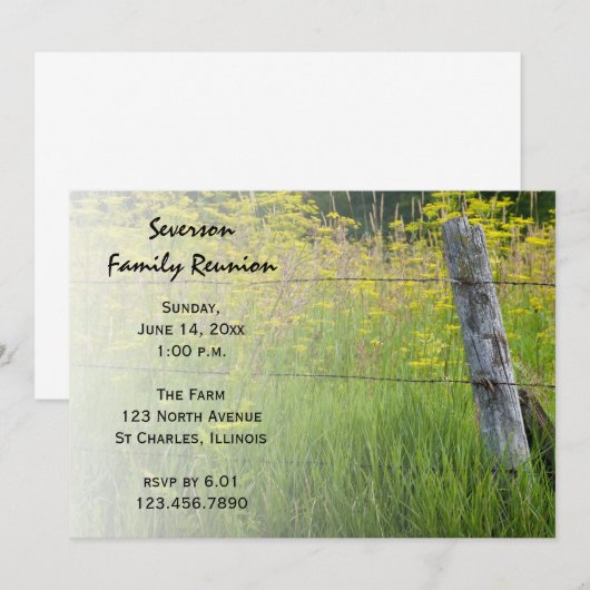 Uitnodiging tot reünie Rustic Fence Post Family (Voorkant / Achterkant)