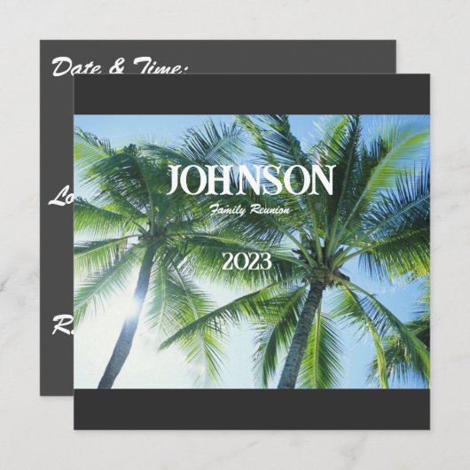 Uitnodiging tot reünie van de Tropische Palmboom (Voorkant / Achterkant)