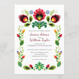 Uitnodiging tot rode bruiloft op Poolse Folk Flowe