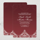 Uitnodiging tot Rode Damask Wedding (Voorkant / Achterkant)