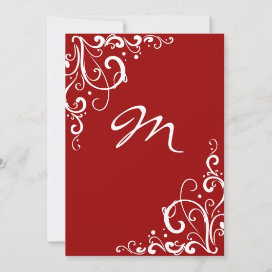 Uitnodiging tot rode en witte bruiloft (Achterkant)