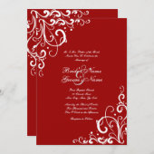 Uitnodiging tot rode en witte bruiloft (Voorkant / Achterkant)