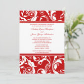 Uitnodiging tot rode en witte bruiloft (Staand voorkant)