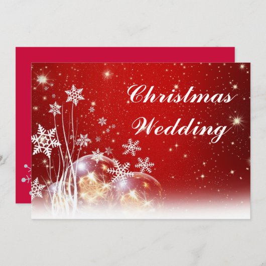 Uitnodiging tot rode en witte kerstbruiloft (Voorkant / Achterkant)