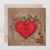 Uitnodiging tot Rode Heart Wedding (Voorkant / Achterkant)