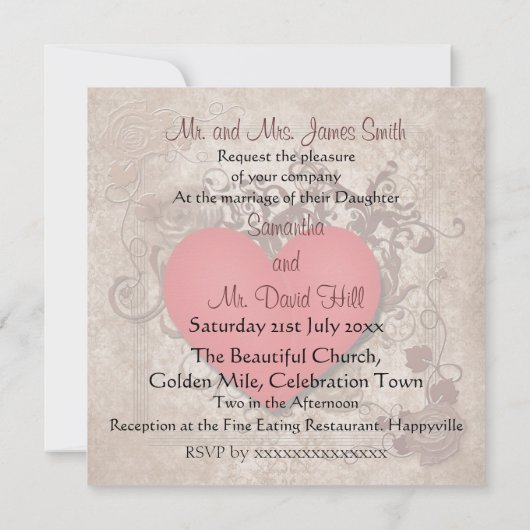 Uitnodiging tot Rode Heart Wedding (Achterkant)