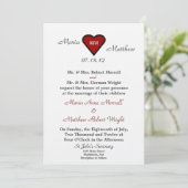 Uitnodiging tot Rode Heart Wedding (Staand voorkant)