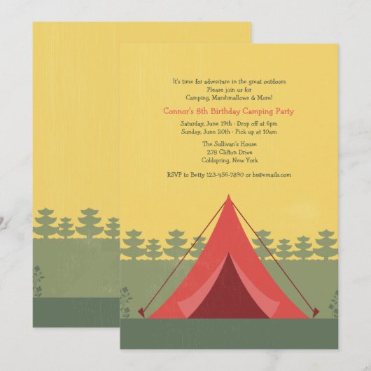 Uitnodiging tot Rode Tent Camping (Voorkant / Achterkant)