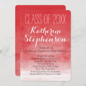 Uitnodiging tot Rode Waterverf Graduation Party (Voorkant / Achterkant)
