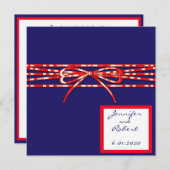 Uitnodiging tot rode witte en blauwe bruiloft (Voorkant / Achterkant)