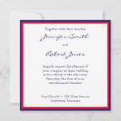 Uitnodiging tot rode witte en blauwe bruiloft (Achterkant)