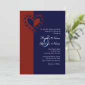 Uitnodiging tot rode, witte en blauwe hartwuwingen (Staand voorkant)