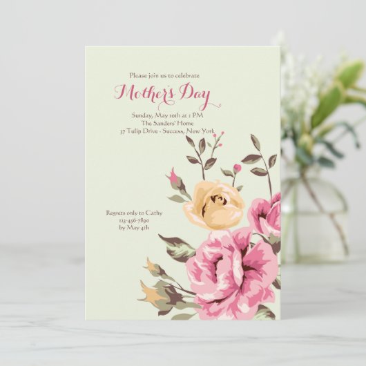 Uitnodiging tot Romance roos (Staand voorkant)