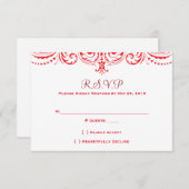 Uitnodiging tot rood en wit huwelijk (Voorkant / Achterkant)