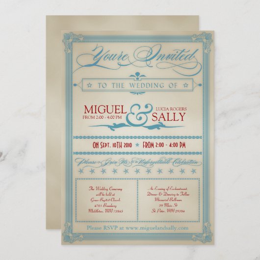 Uitnodiging tot  Rood-Wit en Blauwhuwelijk (Voorkant / Achterkant)