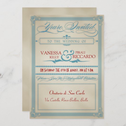 Uitnodiging tot  Rood-Wit en Blauwhuwelijk (Voorkant / Achterkant)