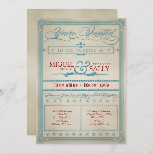 Uitnodiging tot  Rood-Wit en Blauwhuwelijk (Voorkant / Achterkant)