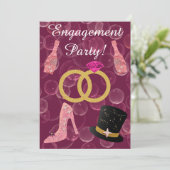 Uitnodiging tot Roos Champagne Engagement Party (Staand voorkant)