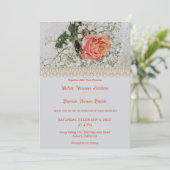 Uitnodiging tot roos en Lace Wedding (Staand voorkant)