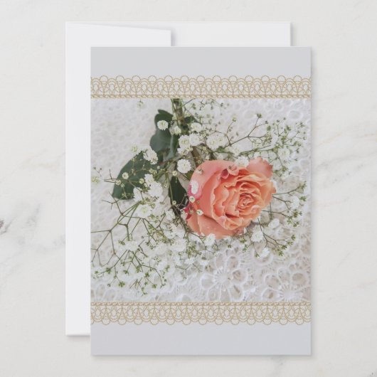 Uitnodiging tot roos en Lace Wedding (Achterkant)