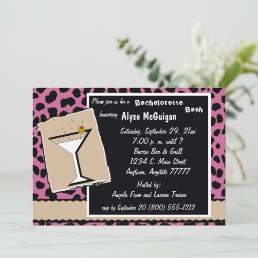 Uitnodiging tot roos- en melkchocolade-leoparparti (Staand voorkant)