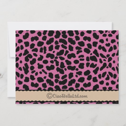 Uitnodiging tot roos- en melkchocolade-leoparparti (Achterkant)