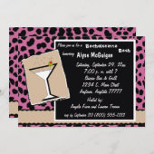 Uitnodiging tot roos- en melkchocolade-leoparparti (Voorkant / Achterkant)