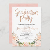 Uitnodiging tot roos Gold Graduation Party (Voorkant / Achterkant)