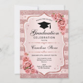 Uitnodiging tot roos Gold Graduation Party (Voorkant)