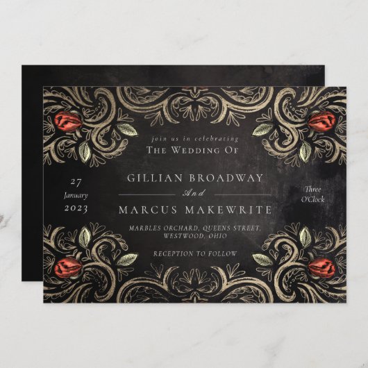 Uitnodiging tot Roos Rustic (Voorkant / Achterkant)