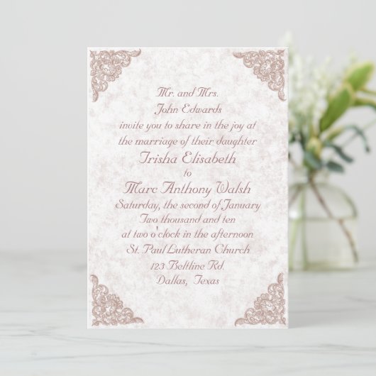 Uitnodiging tot Roos van Chic Dusty (Staand voorkant)