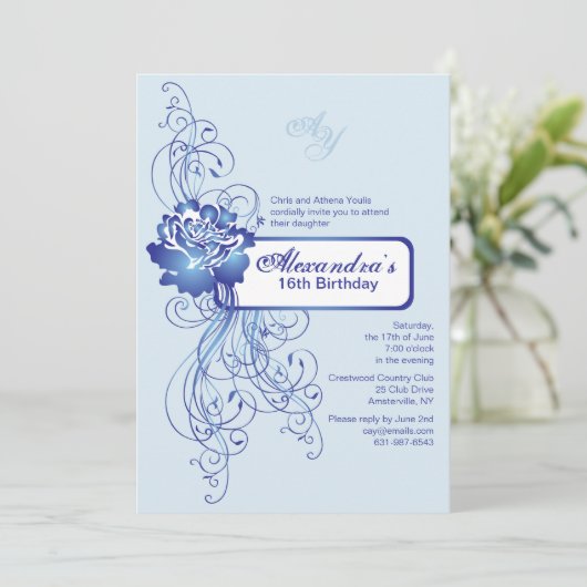 Uitnodiging tot Roos van saffier (Staand voorkant)