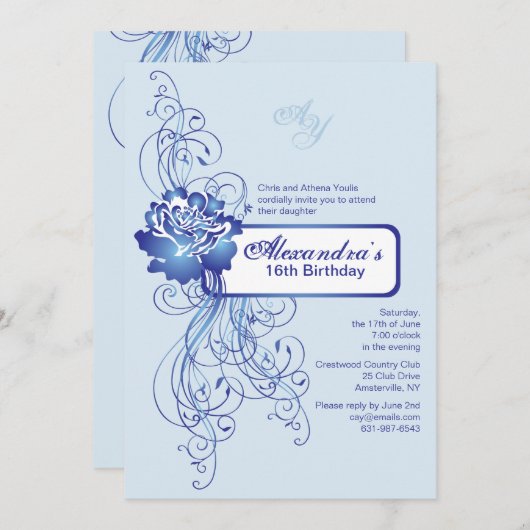 Uitnodiging tot Roos van saffier (Voorkant / Achterkant)