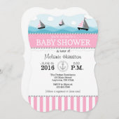 Uitnodiging tot roze blauwe Baby shower (Voorkant / Achterkant)