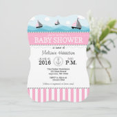 Uitnodiging tot roze blauwe Baby shower (Staand voorkant)