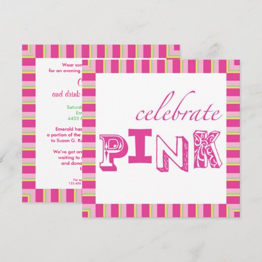 Uitnodiging tot roze borstkanker te vieren (Voorkant / Achterkant)