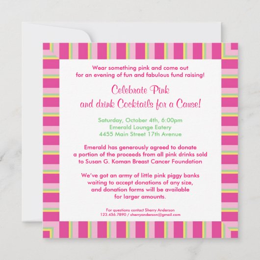 Uitnodiging tot roze borstkanker te vieren (Achterkant)