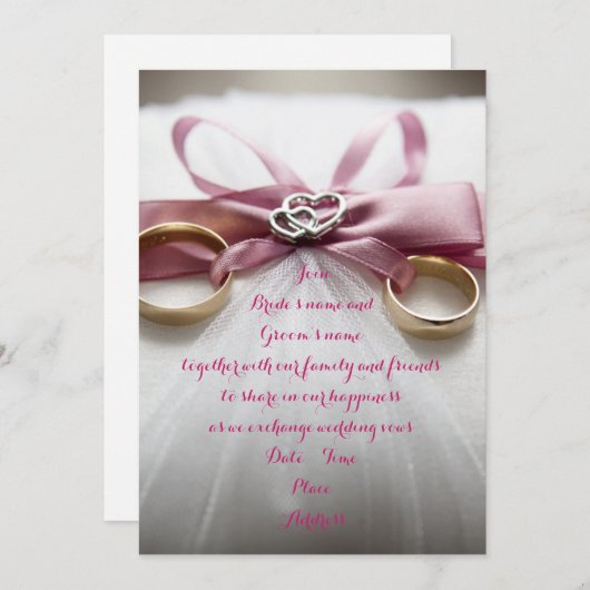 Uitnodiging tot roze bruiloft (Voorkant / Achterkant)