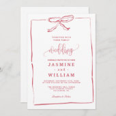 Uitnodiging tot roze bruiloft (Voorkant / Achterkant)