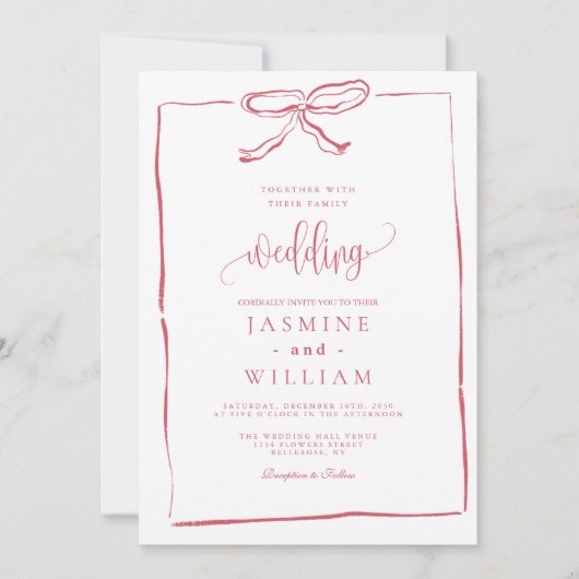 Uitnodiging tot roze bruiloft (Voorkant)