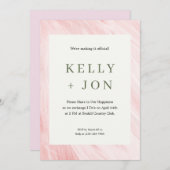 Uitnodiging tot roze bruiloft met zeegrens (Voorkant / Achterkant)