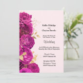 Uitnodiging tot roze en goudbloeding (Staand voorkant)