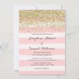 Uitnodiging tot roze en gouden bruiloft