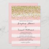 Uitnodiging tot roze en gouden bruiloft (Voorkant / Achterkant)