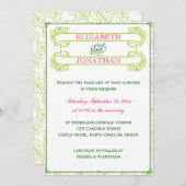 Uitnodiging tot roze en groene bannenweddenschappe (Voorkant / Achterkant)