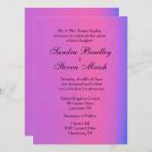 Uitnodiging tot roze en Paarse bruiloft (Voorkant / Achterkant)